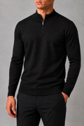 QUARTER ZIP KNIT OBSIDIAN BLACK